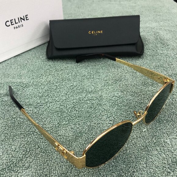 Celine Triomphe Gold Metal Sunglasses with Green Lenses main image 4